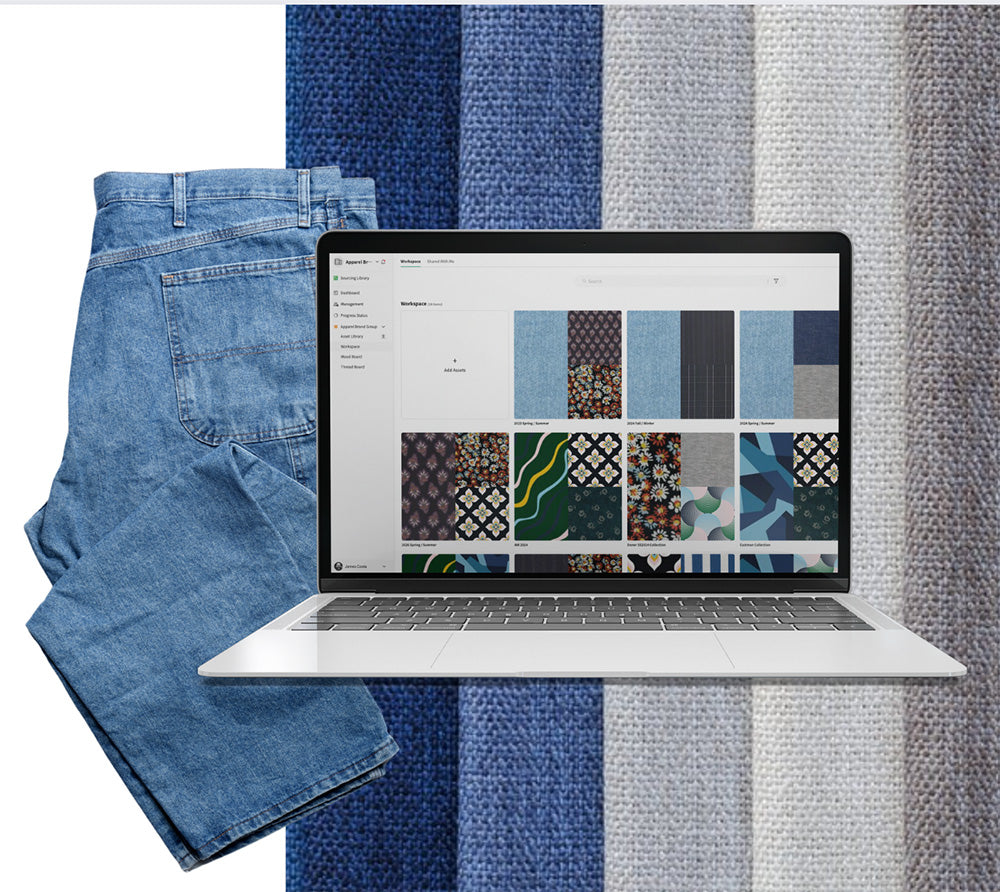 Image of Digital fabric samples and swatches displayed using fabric digitization and digital asset management tools